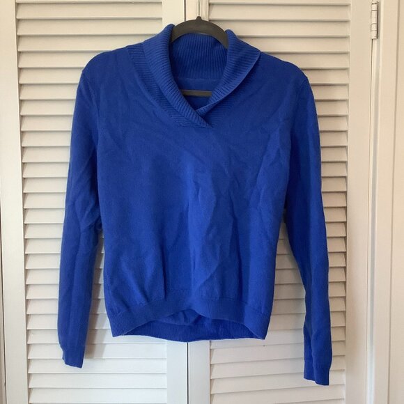 Edinburgh Woollen Mill women's cashmere sweater blue shawl collar medium - Picture 1 of 3